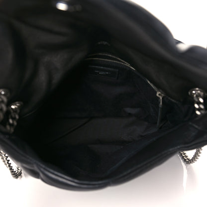 Saint Laurent Lambskin Quilted Medium Loulou Puffer Monogram Chain Satchel Black 5 of 10