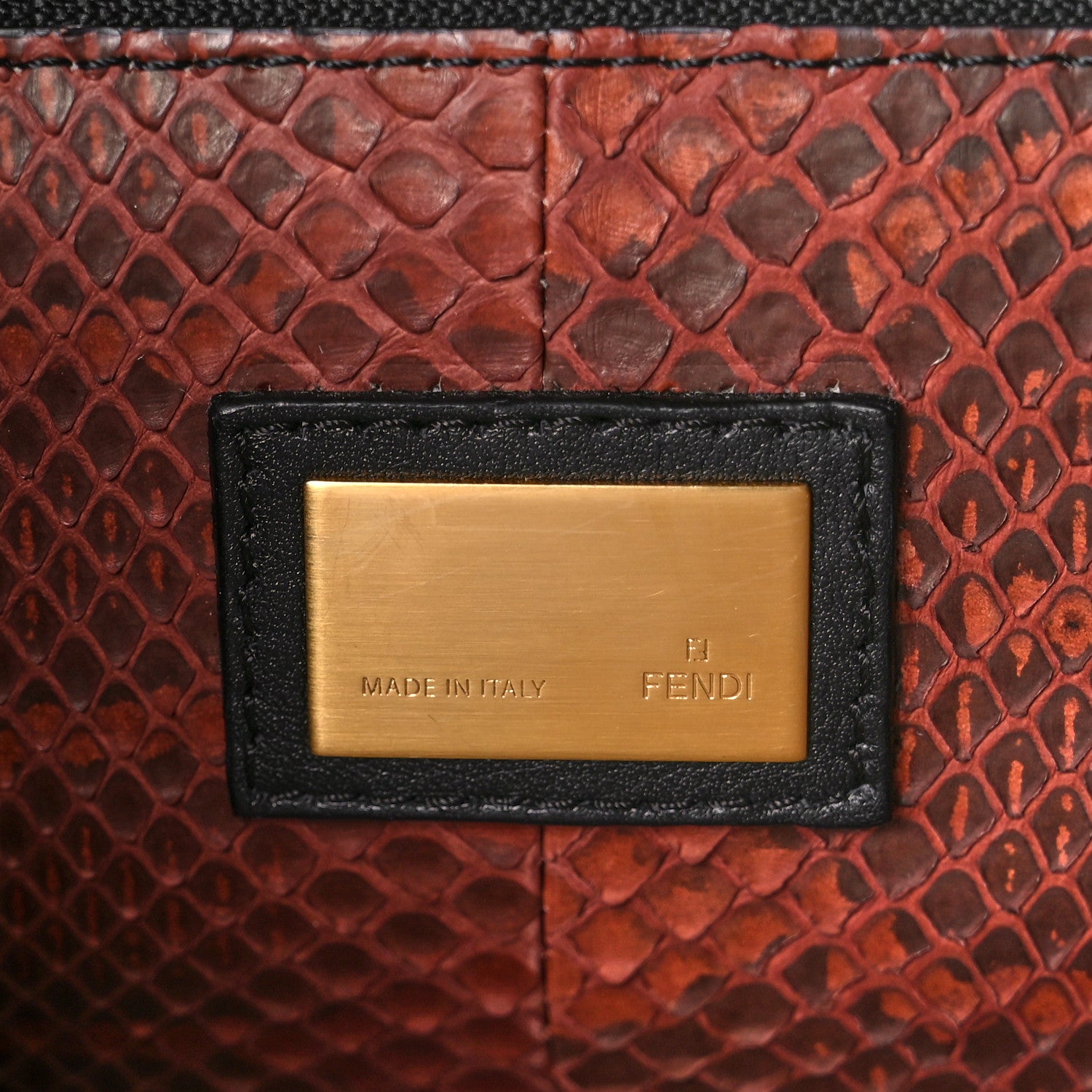Fendi Snakeskin Medium Peekaboo Iconic Satchel Burgundy 7 of 16