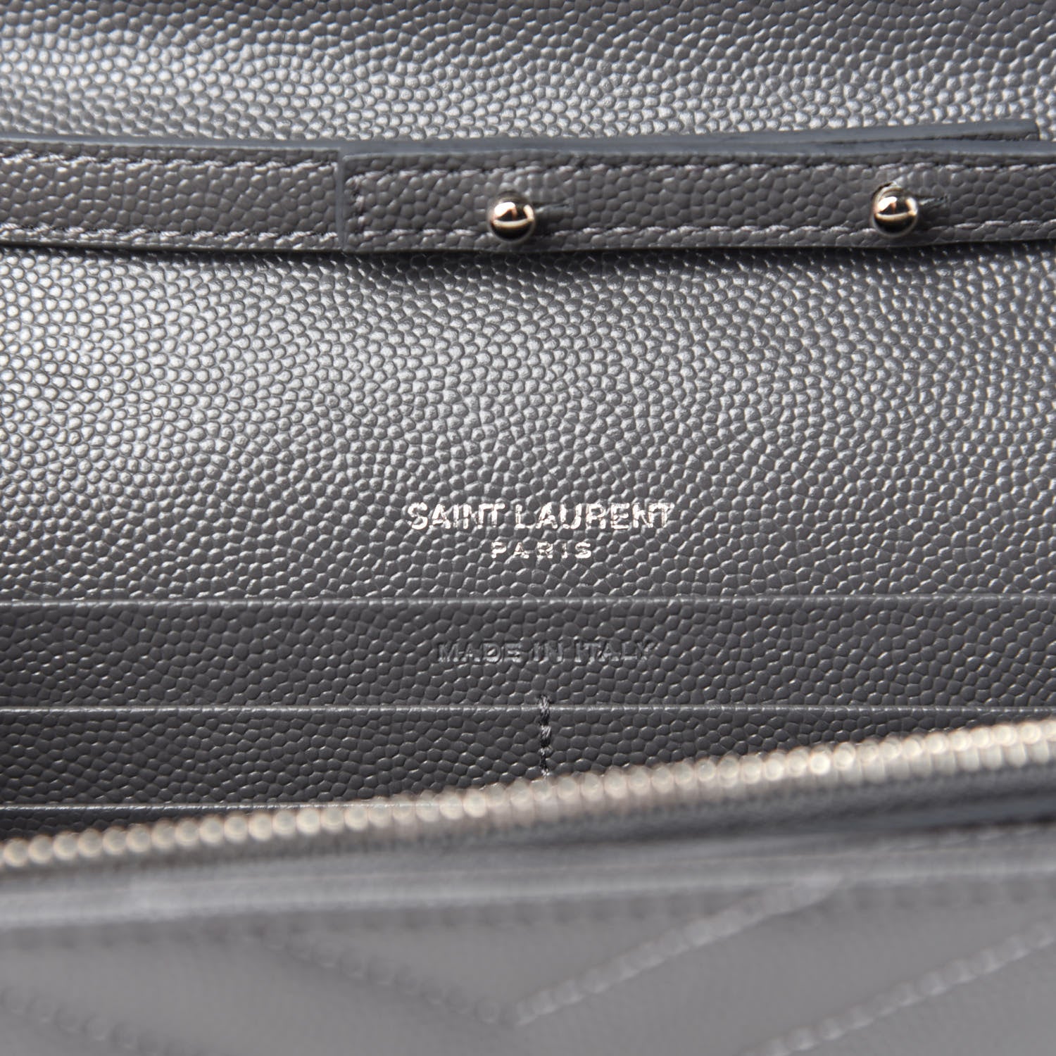 Saint Laurent Grain De Poudre Matelasse Chevron Monogram Chain Wallet Earth 8 of 11