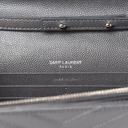 Saint Laurent Grain De Poudre Matelasse Chevron Monogram Chain Wallet Earth 8 of 11
