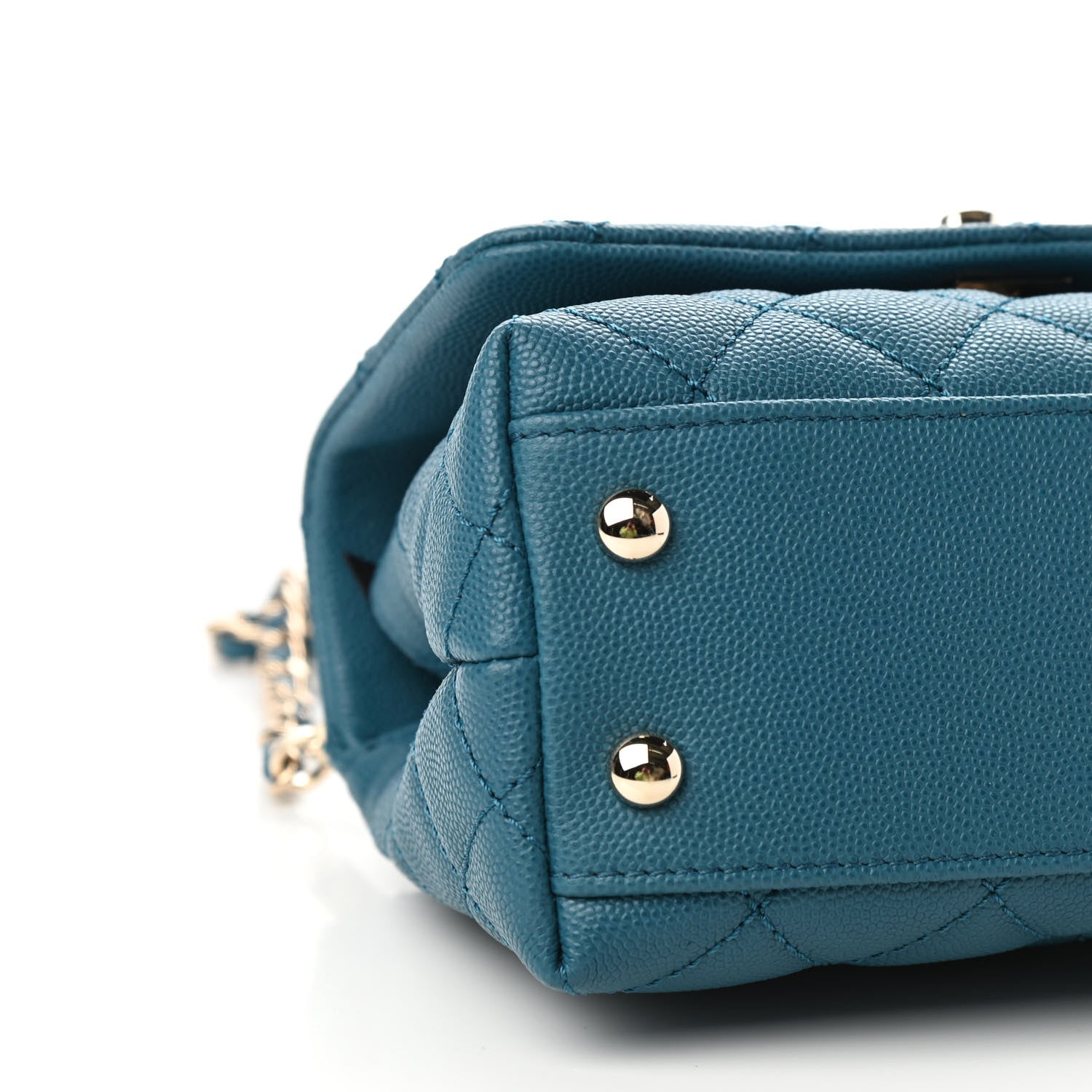 Chanel Caviar Quilted Extra Mini Coco Handle Flap Dark Turquoise 8 of 11