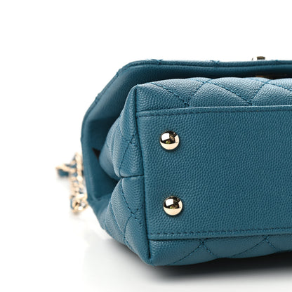 Chanel Caviar Quilted Extra Mini Coco Handle Flap Dark Turquoise 8 of 11