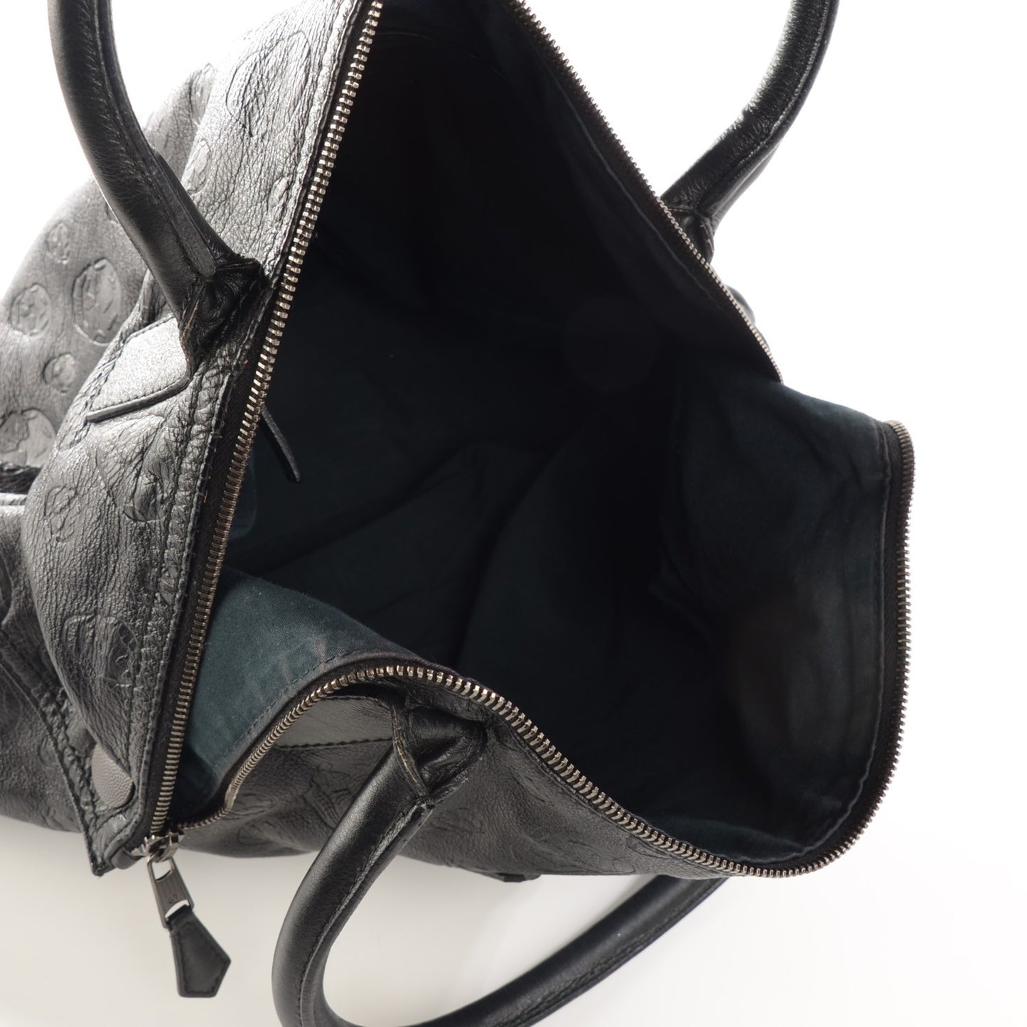 Calfskin Skull Embossed De Manta Tote Black