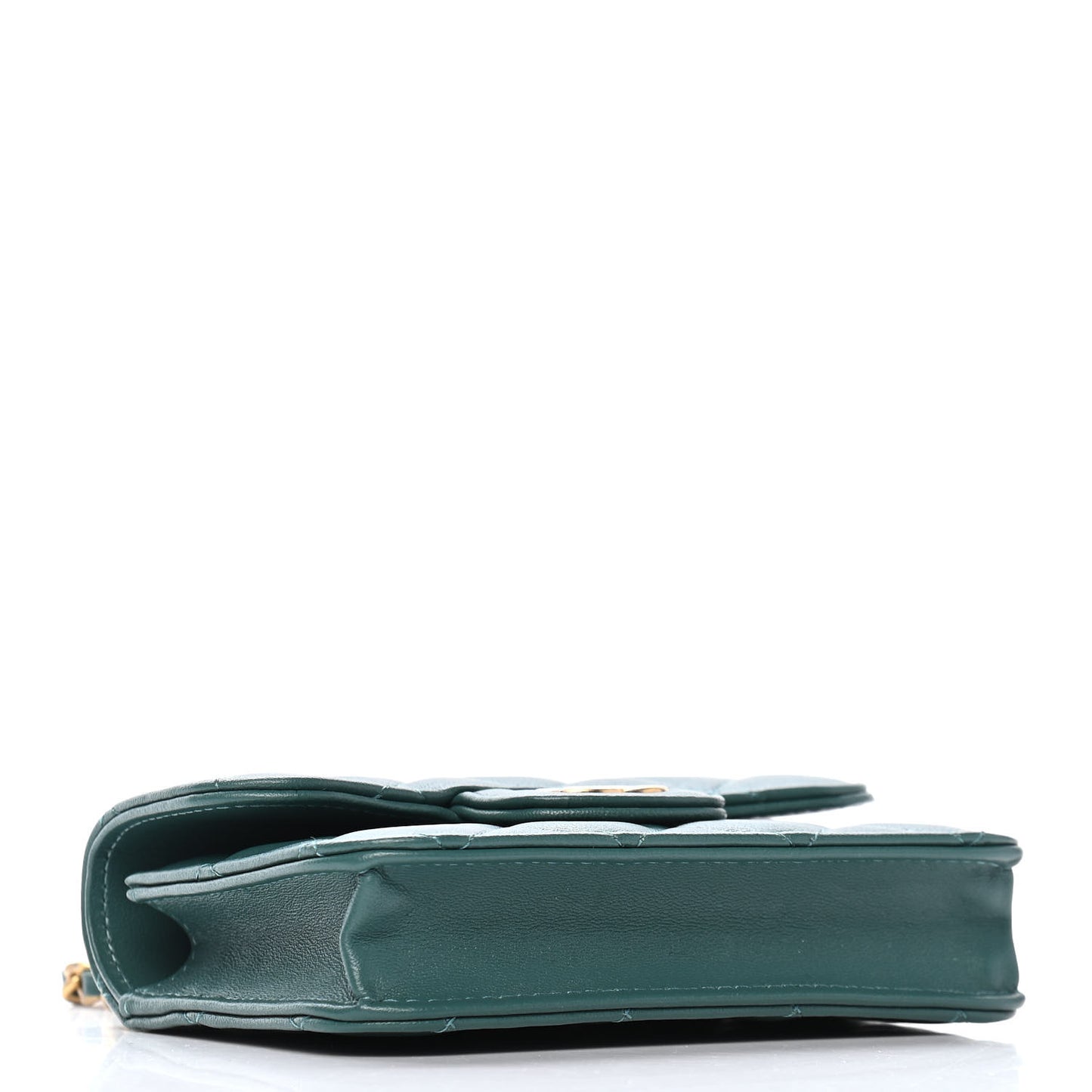 Lambskin Quilted Top Handle Flap Coin Purse With Chain Green