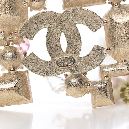 Chanel Crystal Strass CC Necklace Gold Pink 4 of 4