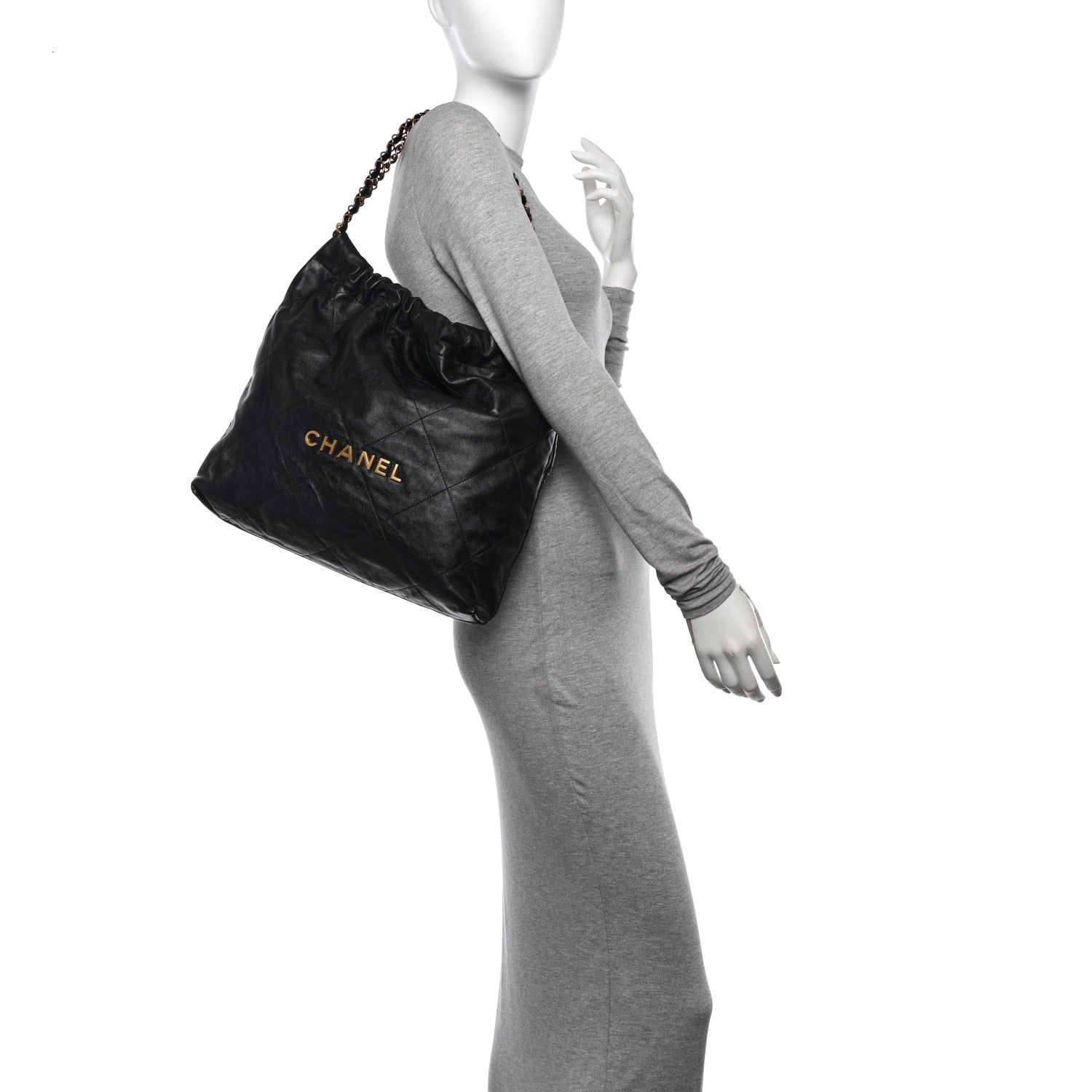 Chanel Shiny Calfskin Quilted Chanel 22 Black 2 of 13