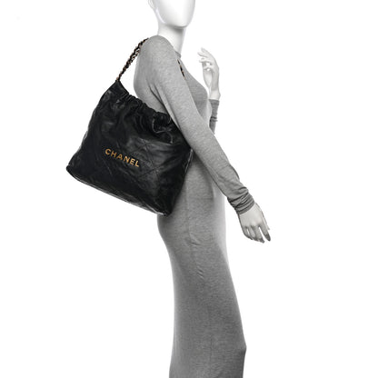 Chanel Shiny Calfskin Quilted Chanel 22 Black 2 of 13