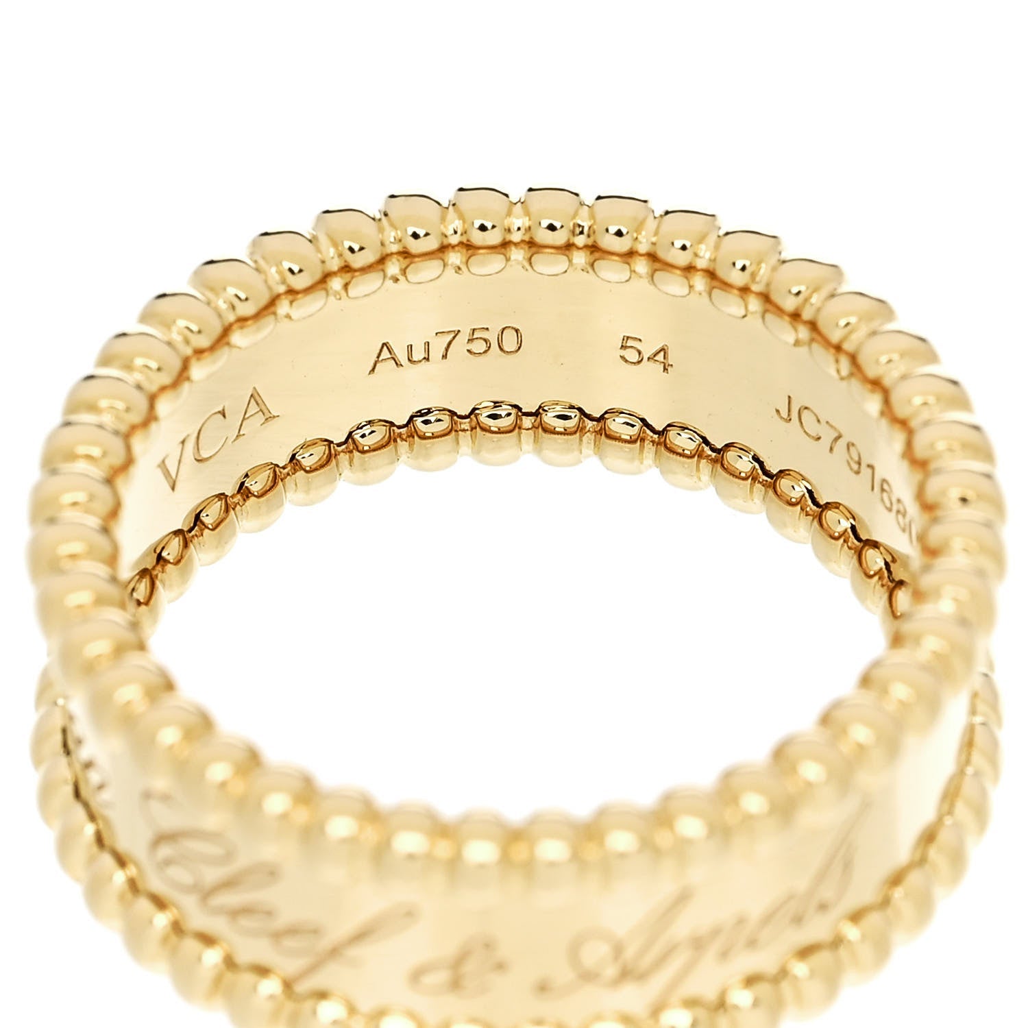 Van Cleef & Arpels 18K Yellow Gold Perlee Signature Ring 54 7 4 of 5