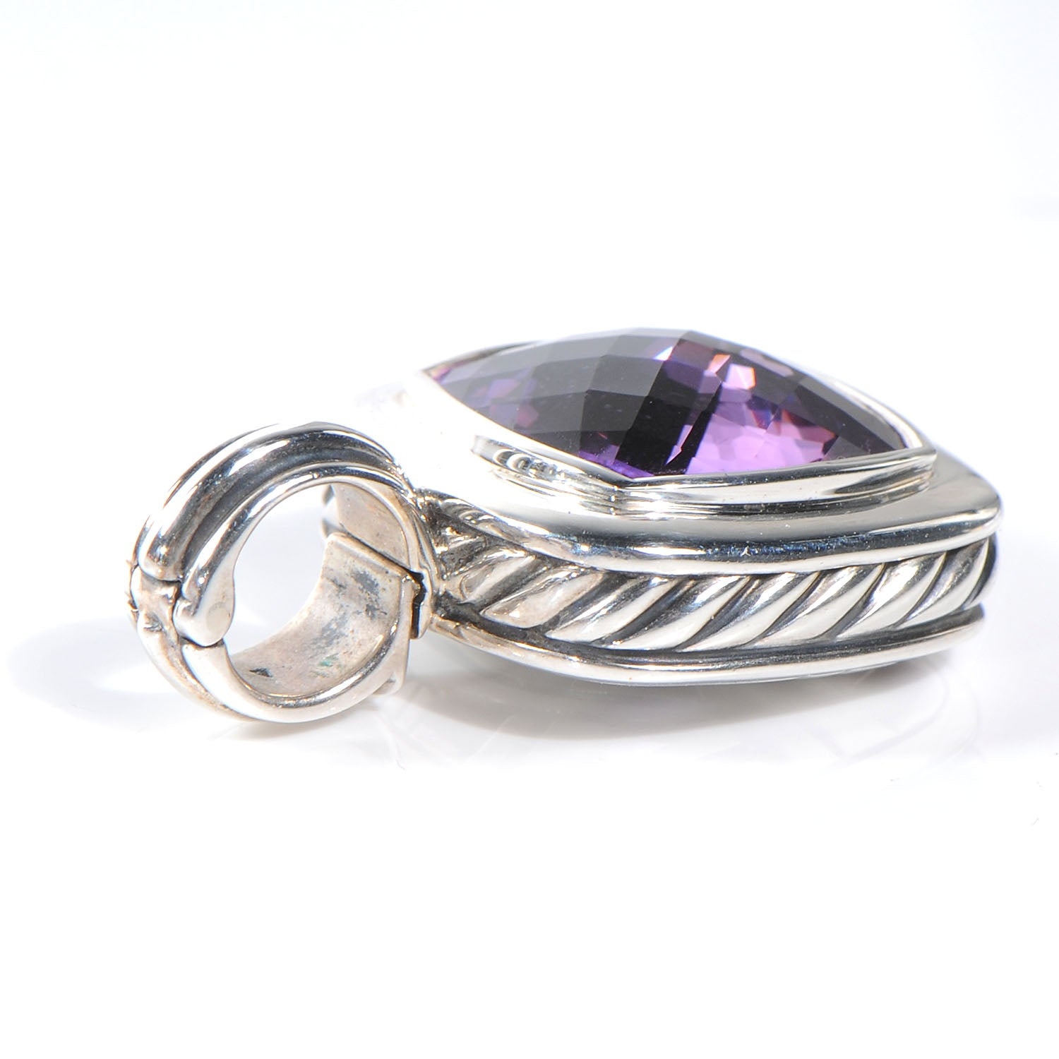 David Yurman Sterling Silver Albion Amethyst Pendant 14mm 3 of 5
