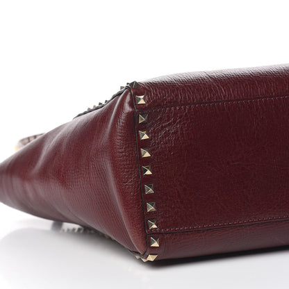 Valentino Garavani Textured Calfskin Rockstud Double Handle Tote Wine 10 of 12