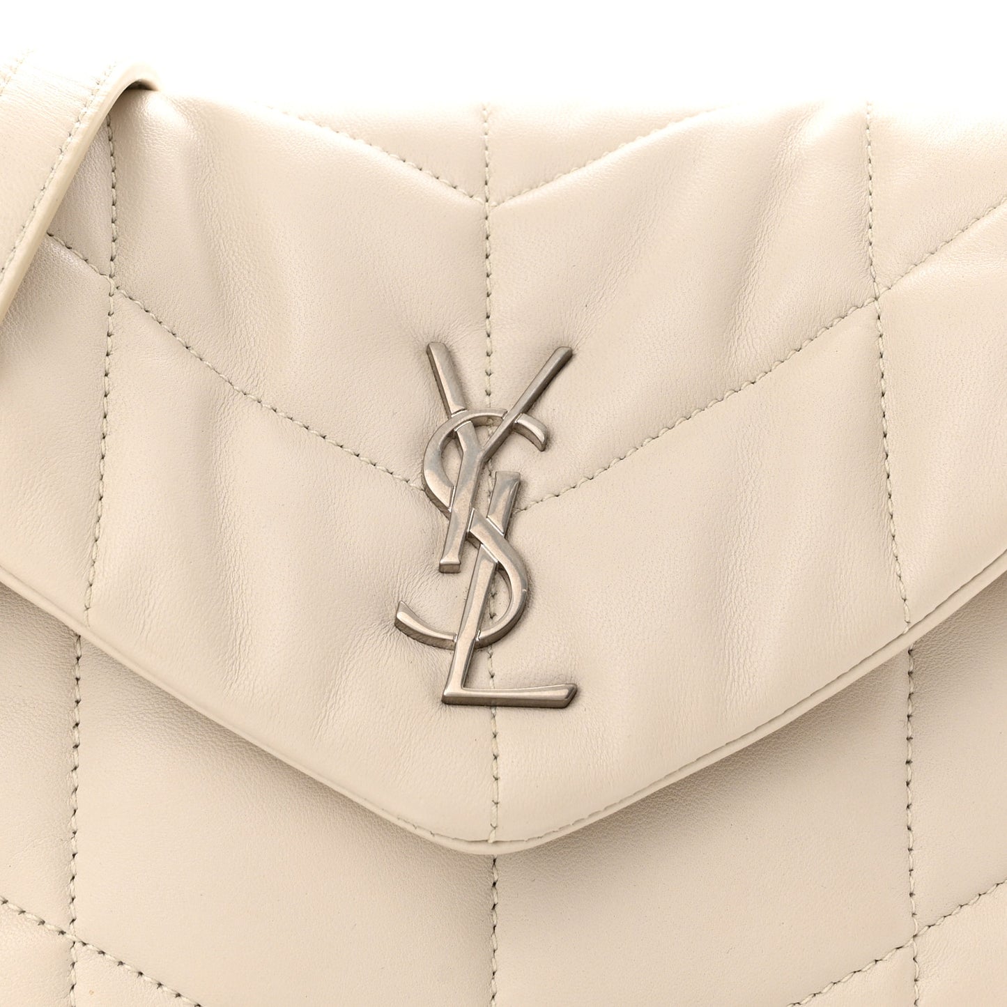 Lambskin Quilted Toy Loulou Puffer Monogram Chain Satchel Blanc Vintage