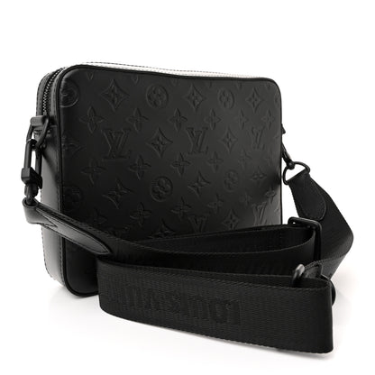 Louis Vuitton Calfskin Monogram Shadow Duo Messenger Black 3 of 9