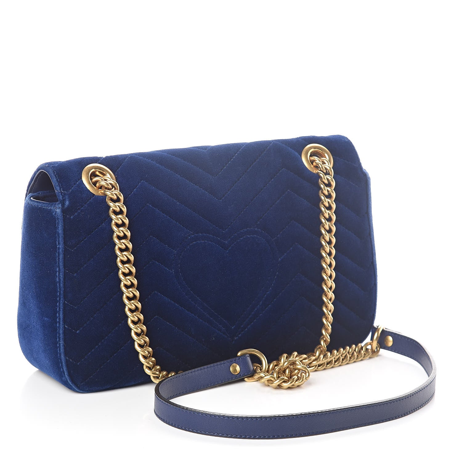 Gucci Velvet Matelasse Small GG Marmont Shoulder Bag Cobalt Blue 3 of 13