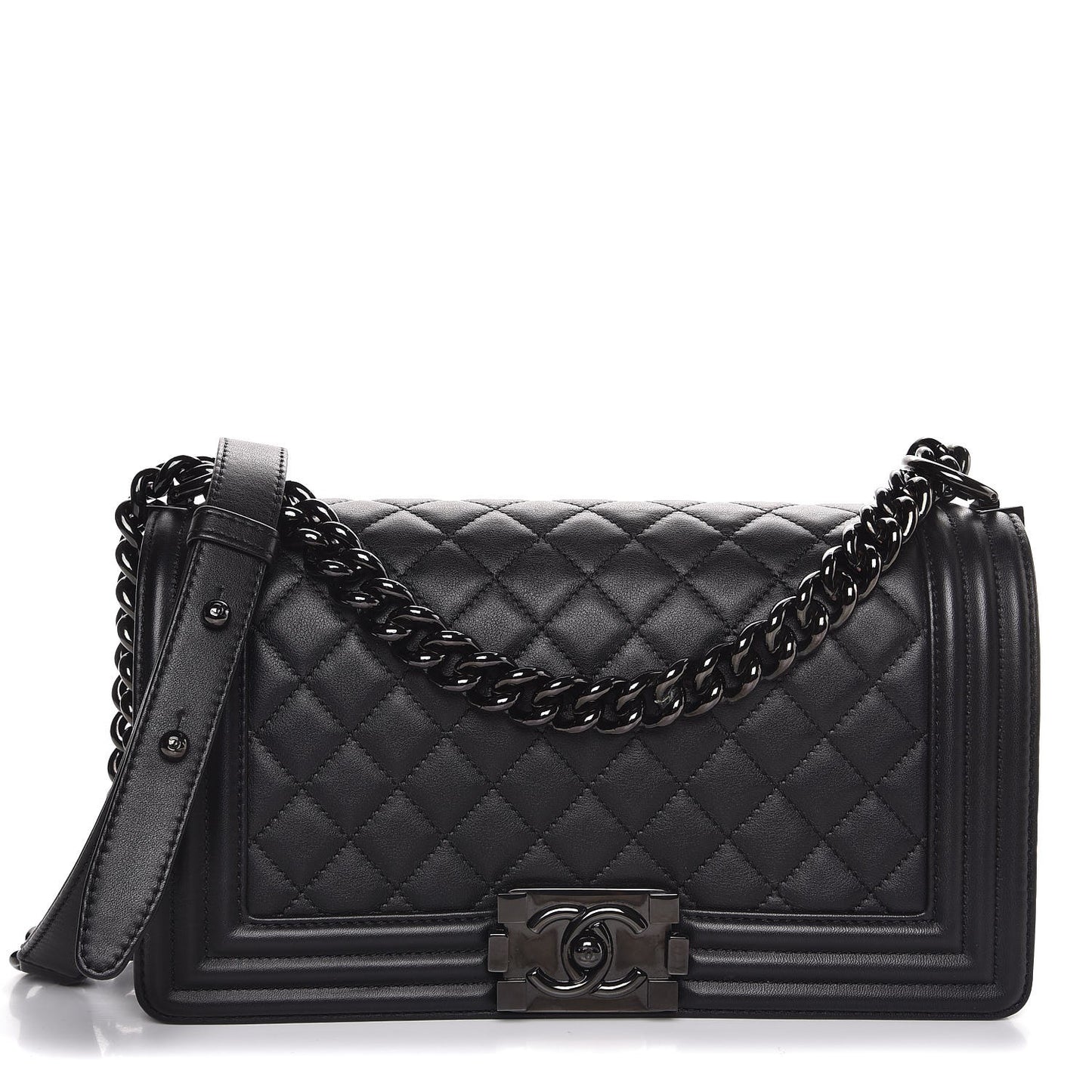 Calfskin Quilted Medium Boy Flap So Black