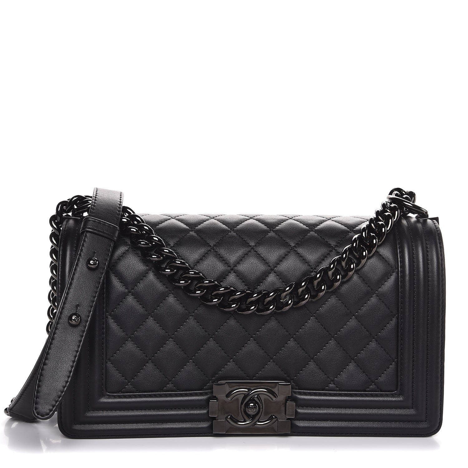 Chanel Calfskin Quilted Medium Boy Flap So Black 1 of 8