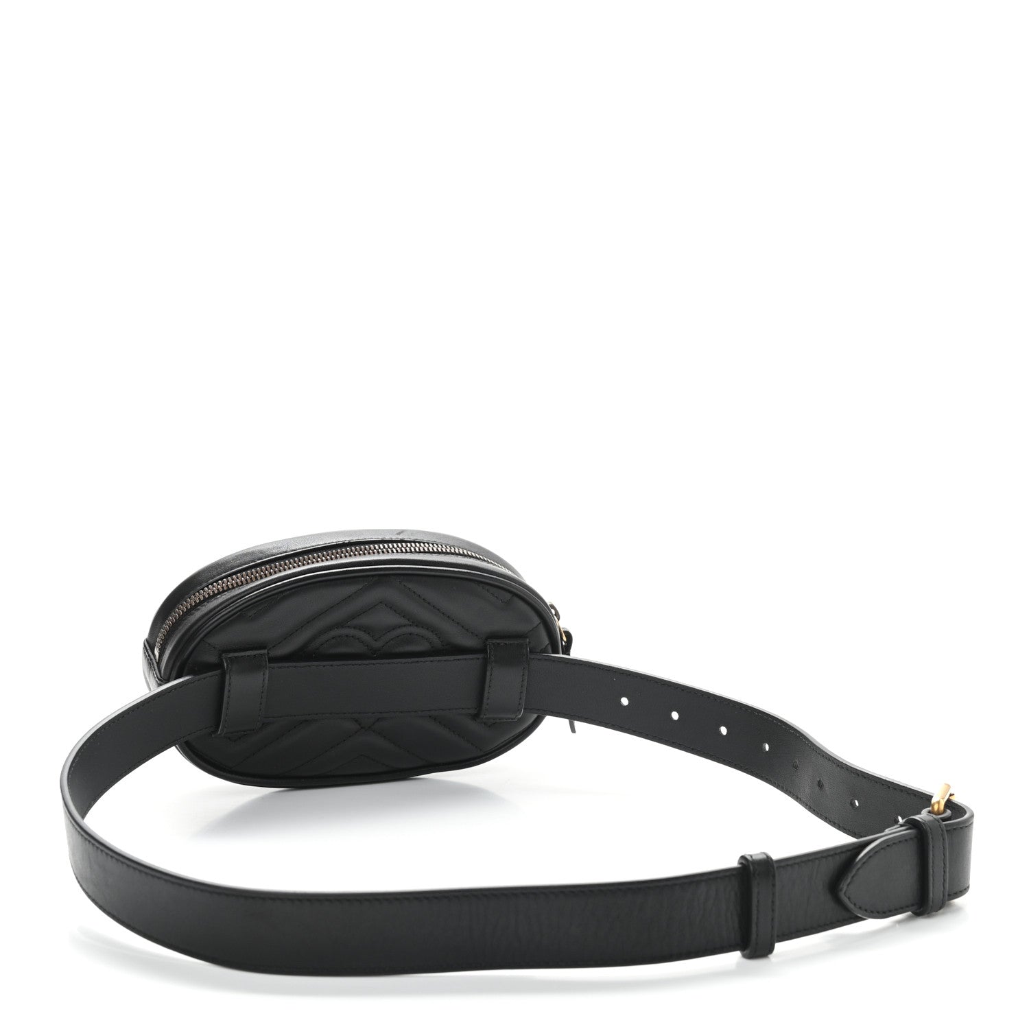 Gucci Calfskin Matelasse GG Marmont Belt Bag 85 34 Black 3 of 10