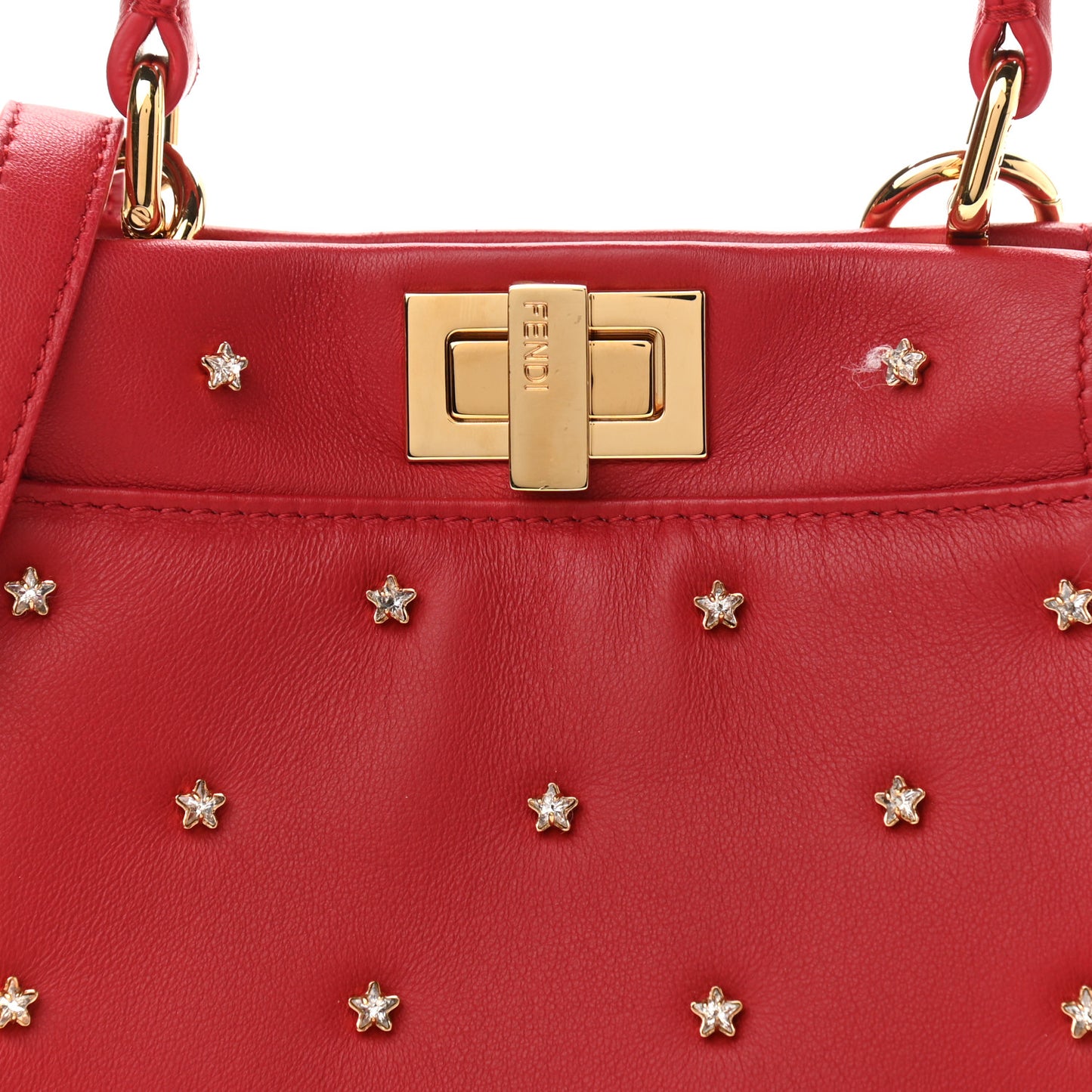 Nappa Crystal Stars Studded XS Peekaboo Iconic Satchel Fragola
