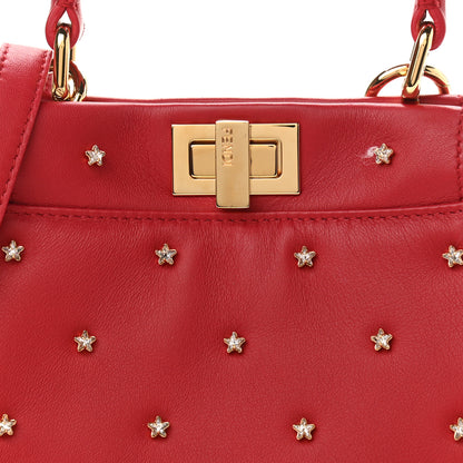 Fendi Nappa Crystal Stars Studded XS Peekaboo Iconic Satchel Fragola 8 of 10
