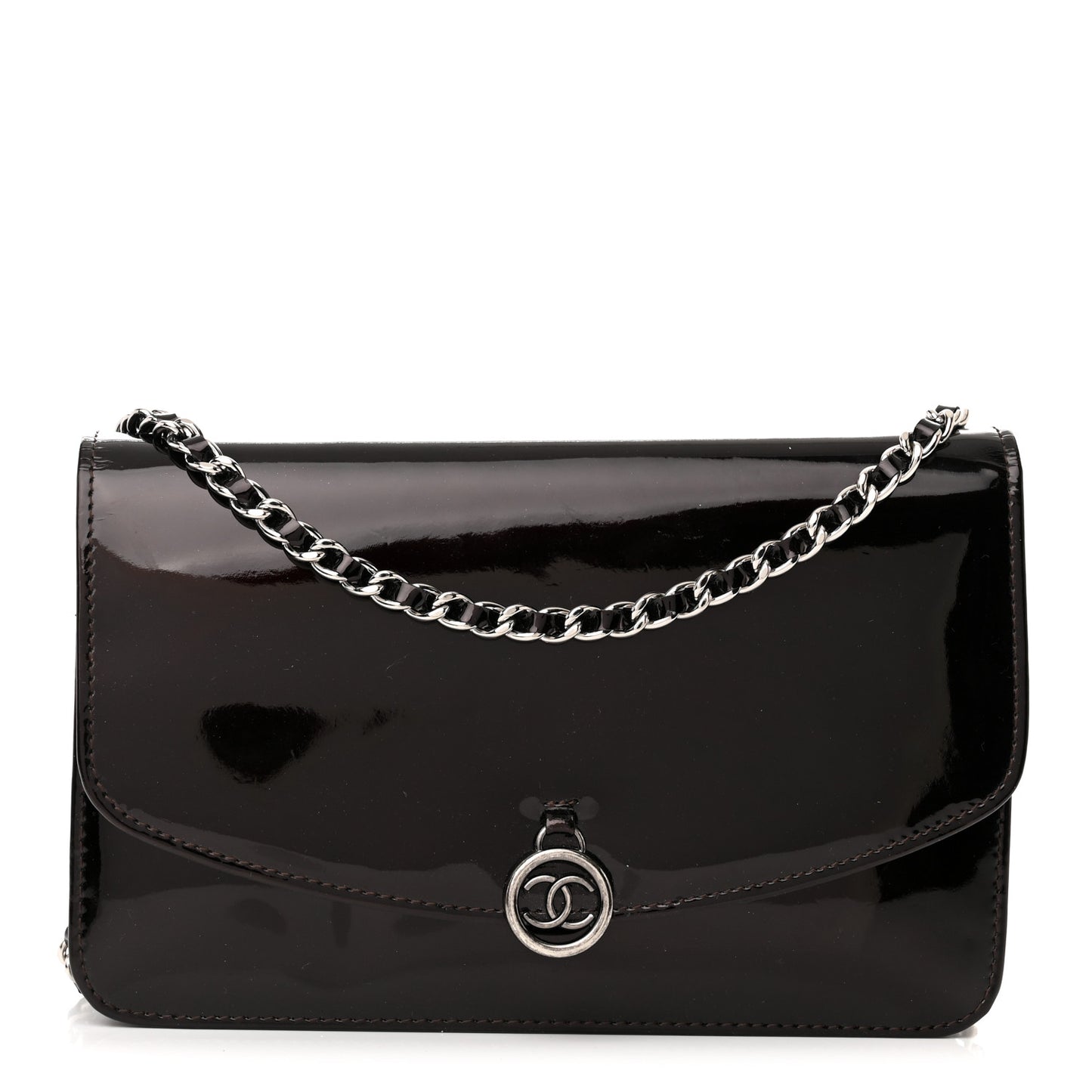 Patent Coco Cabas Wallet On Chain WOC Burgundy