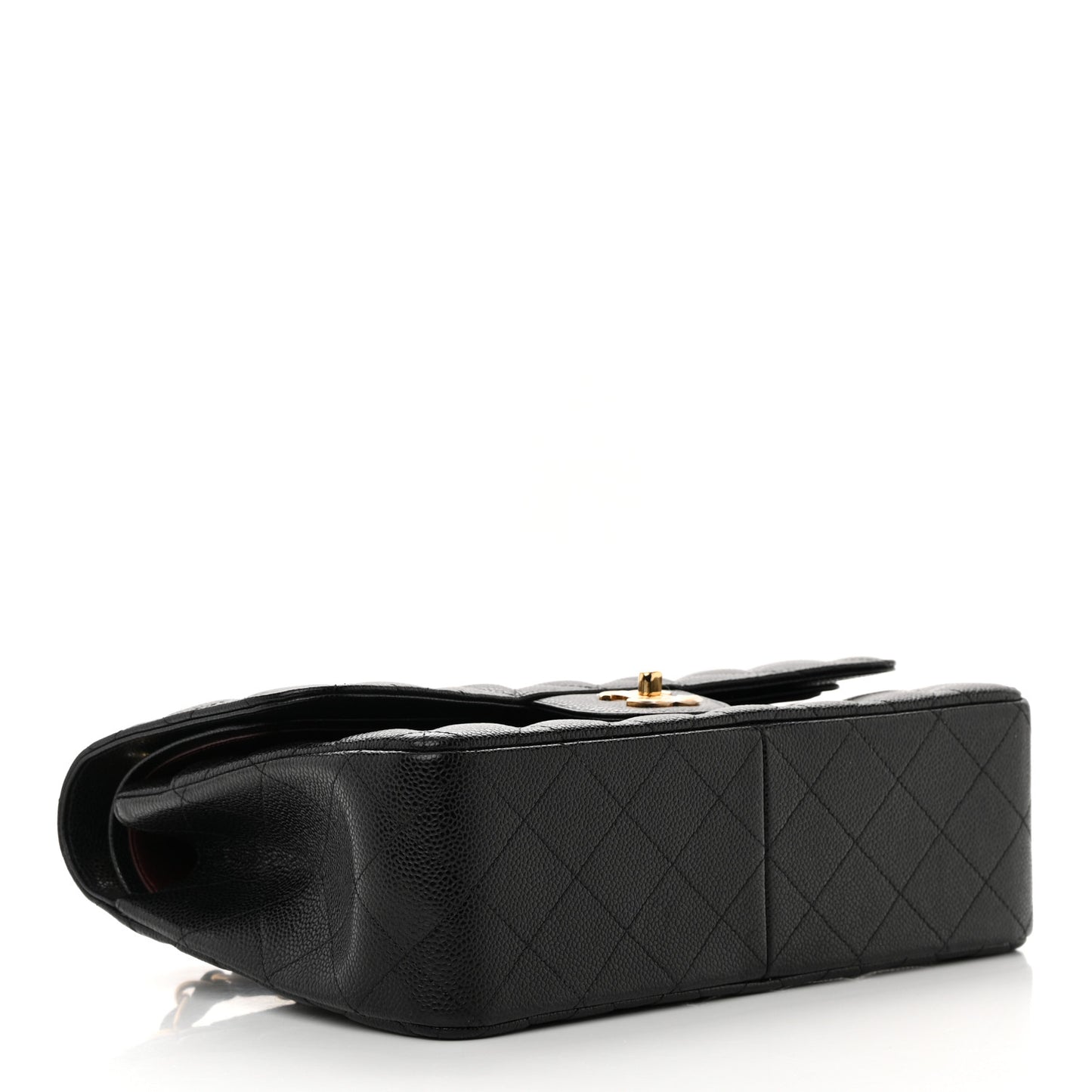 Caviar Quilted Jumbo Double Flap Black
