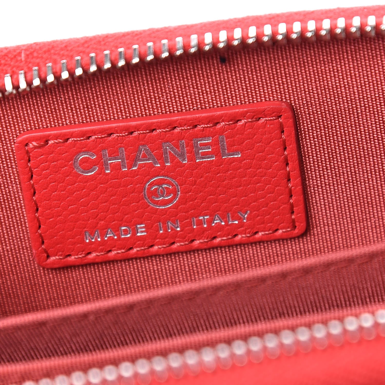 Chanel Caviar Camellia Embossed Zip Coin Purse Red 6 of 8