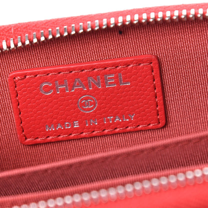 Chanel Caviar Camellia Embossed Zip Coin Purse Red 6 of 8