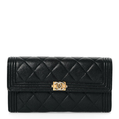 Chanel Caviar Quilted Large Boy Gusset Flap Wallet Black 1 of 9