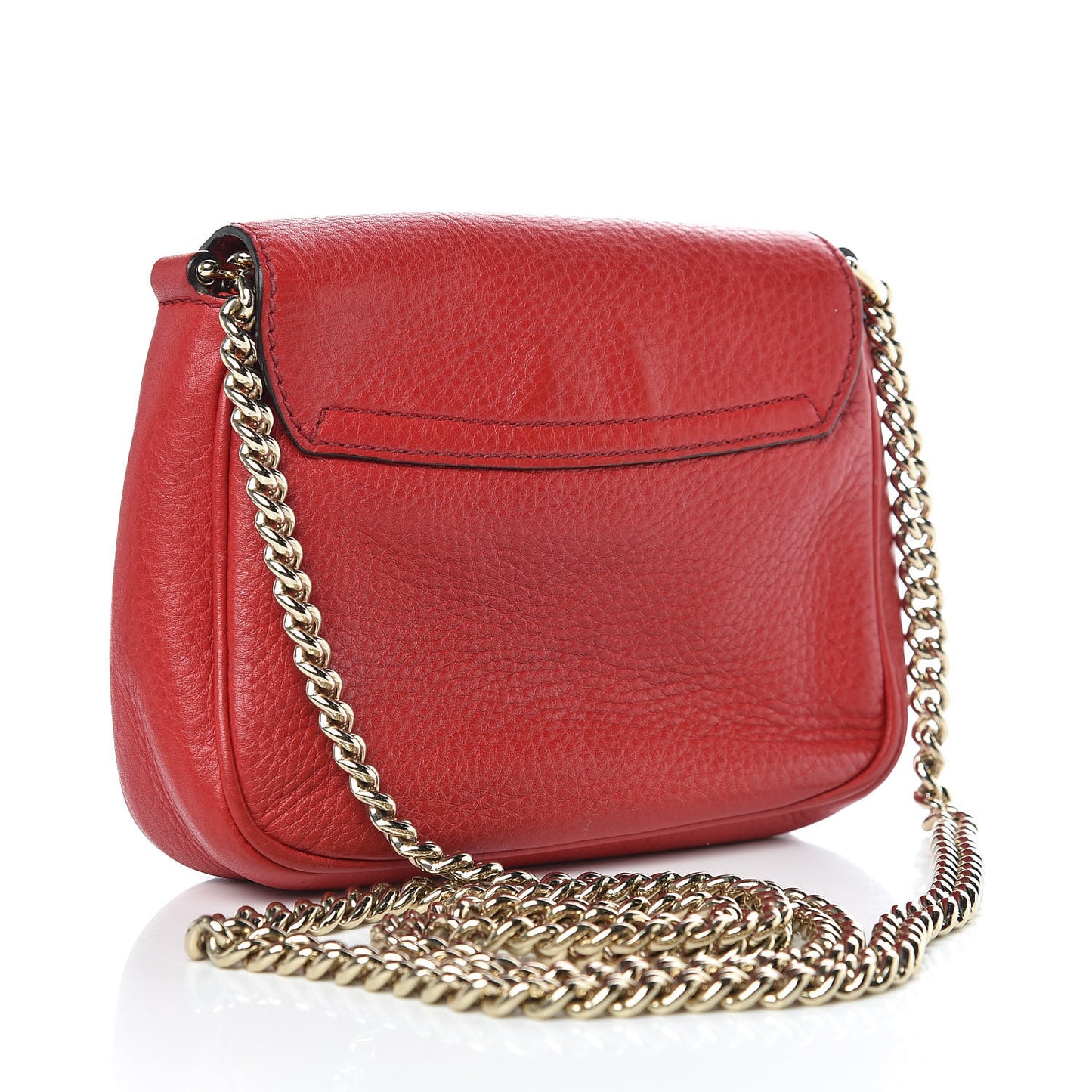 Pebbled Calfskin Small Soho Flap Crossbody Red