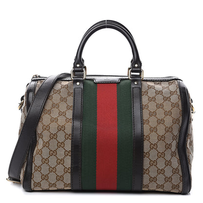 Gucci Monogram Vintage Web Medium Boston Dark Brown 1 of 12