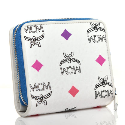 MCM Skyoptic Visetos Mini Zip Around Wallet White 3 of 8