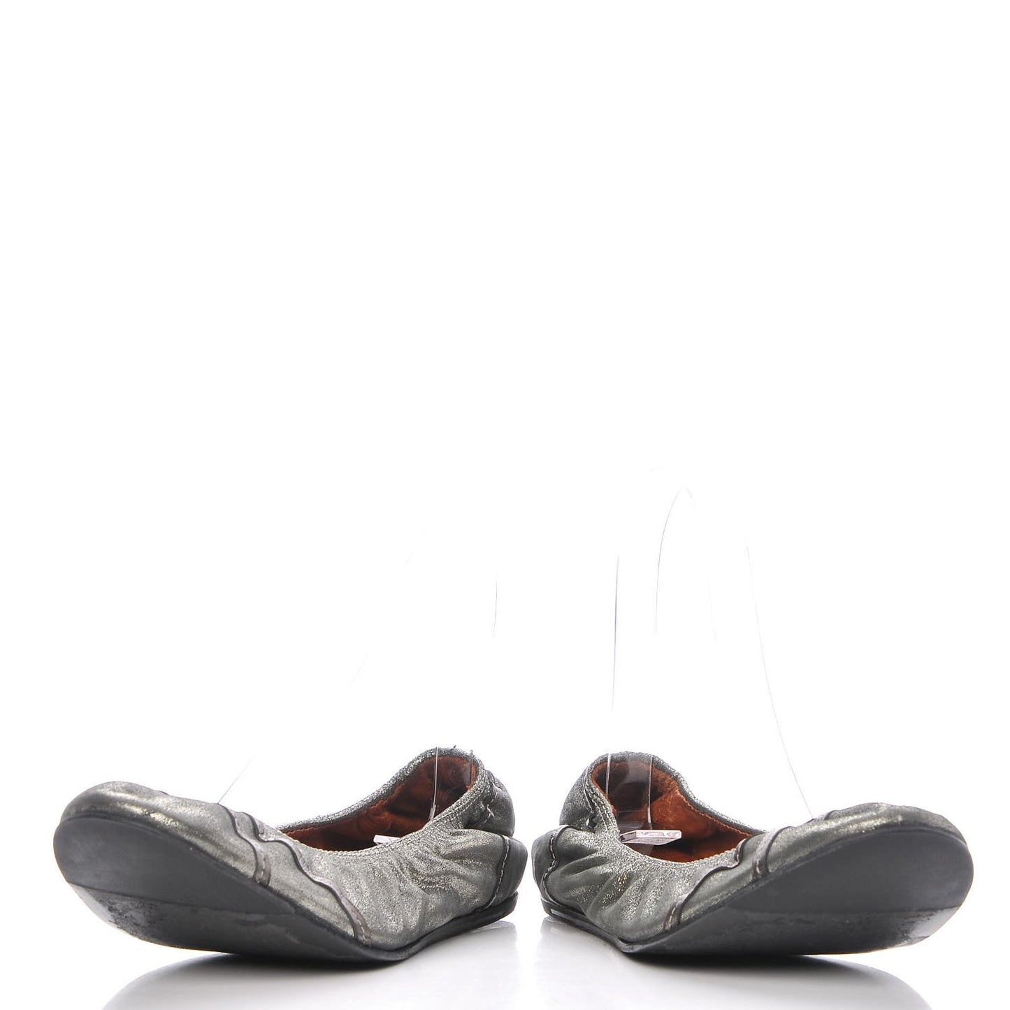 Metallic Lambskin Elastic Ballet Flats 39 Dore Argent