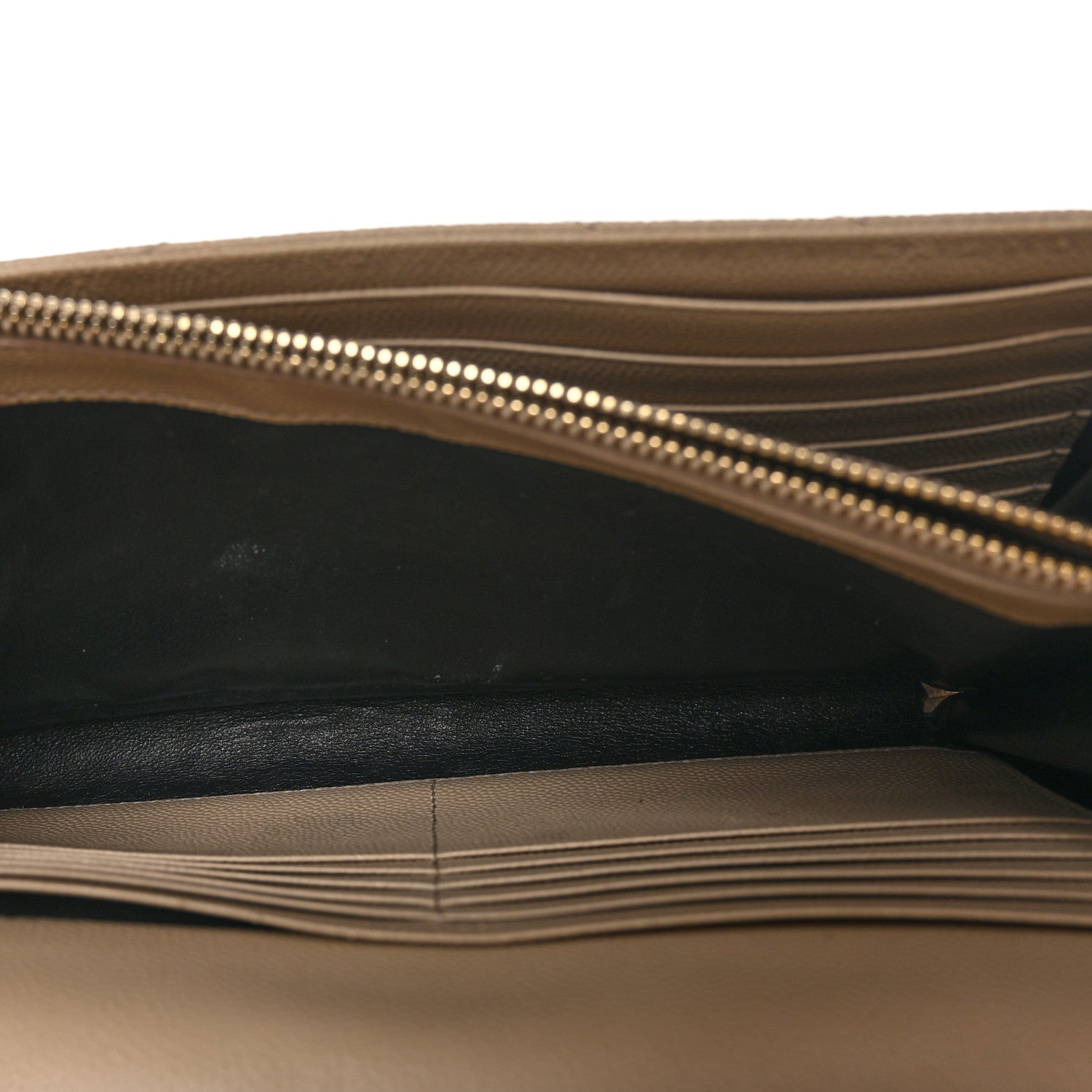 Saint Laurent Grain De Poudre Matelasse Chevron Monogram Chain Wallet Dark Latte 5 of 13