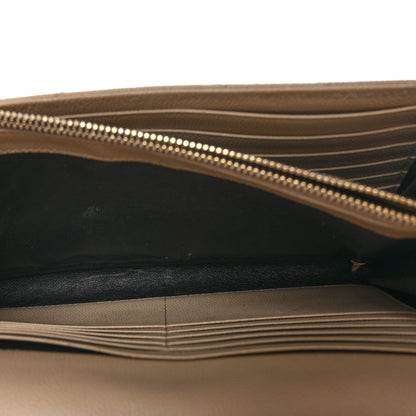 Saint Laurent Grain De Poudre Matelasse Chevron Monogram Chain Wallet Dark Latte 5 of 13