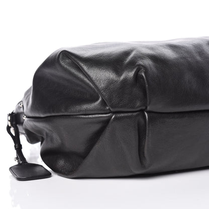 Prada Soft Calf Pleated Hobo Black 8 of 9