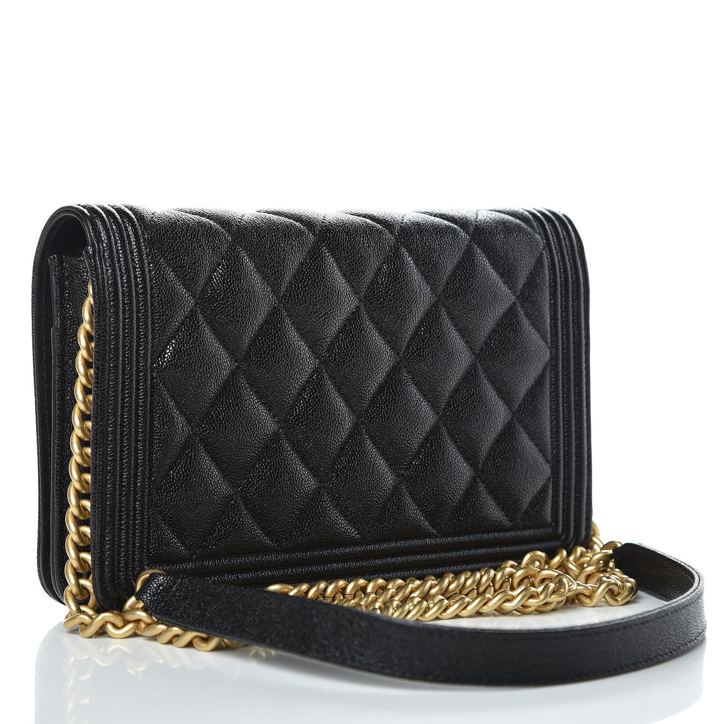 Caviar Quilted Boy Wallet On Chain WOC Black