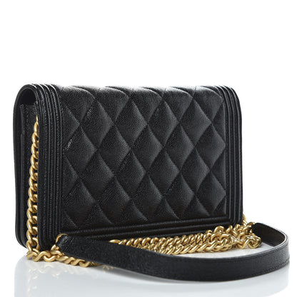 Chanel Caviar Quilted Boy Wallet On Chain WOC Black 3 of 10
