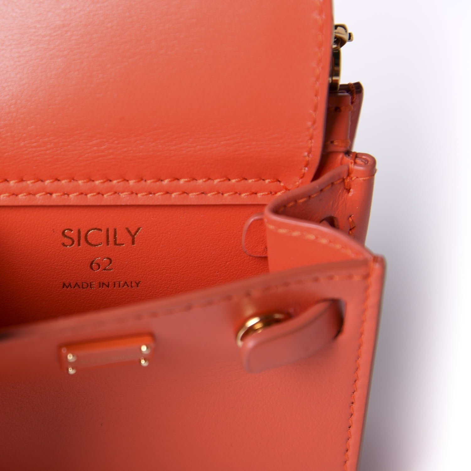 Dolce & Gabbana Calfskin Micro Miss Sicily 62 Satchel Orange 9 of 10