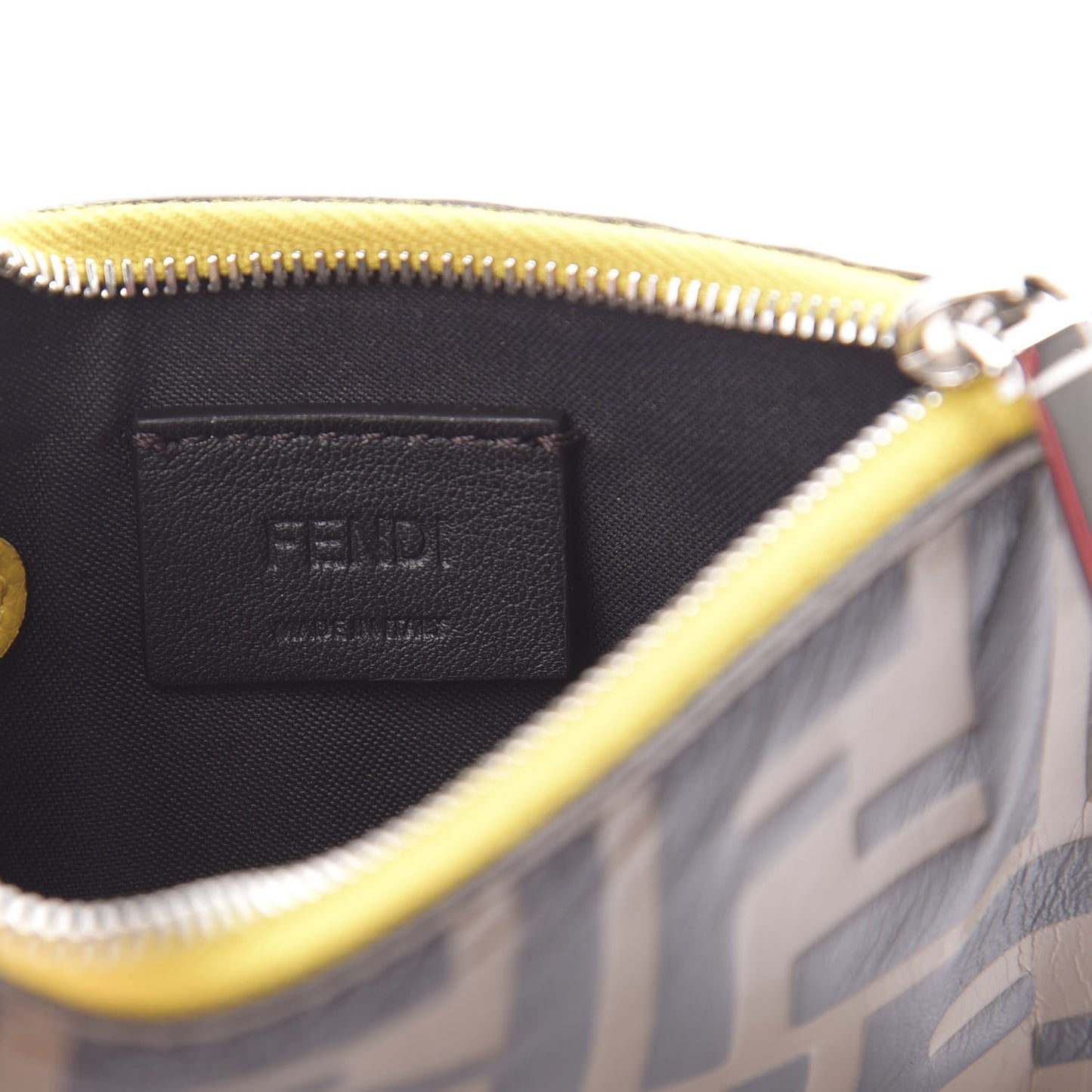 Vitello Cruise F is Fendi Bi-Color FF 1974 Embossed Key Case Pouch Maya Black Sunflower