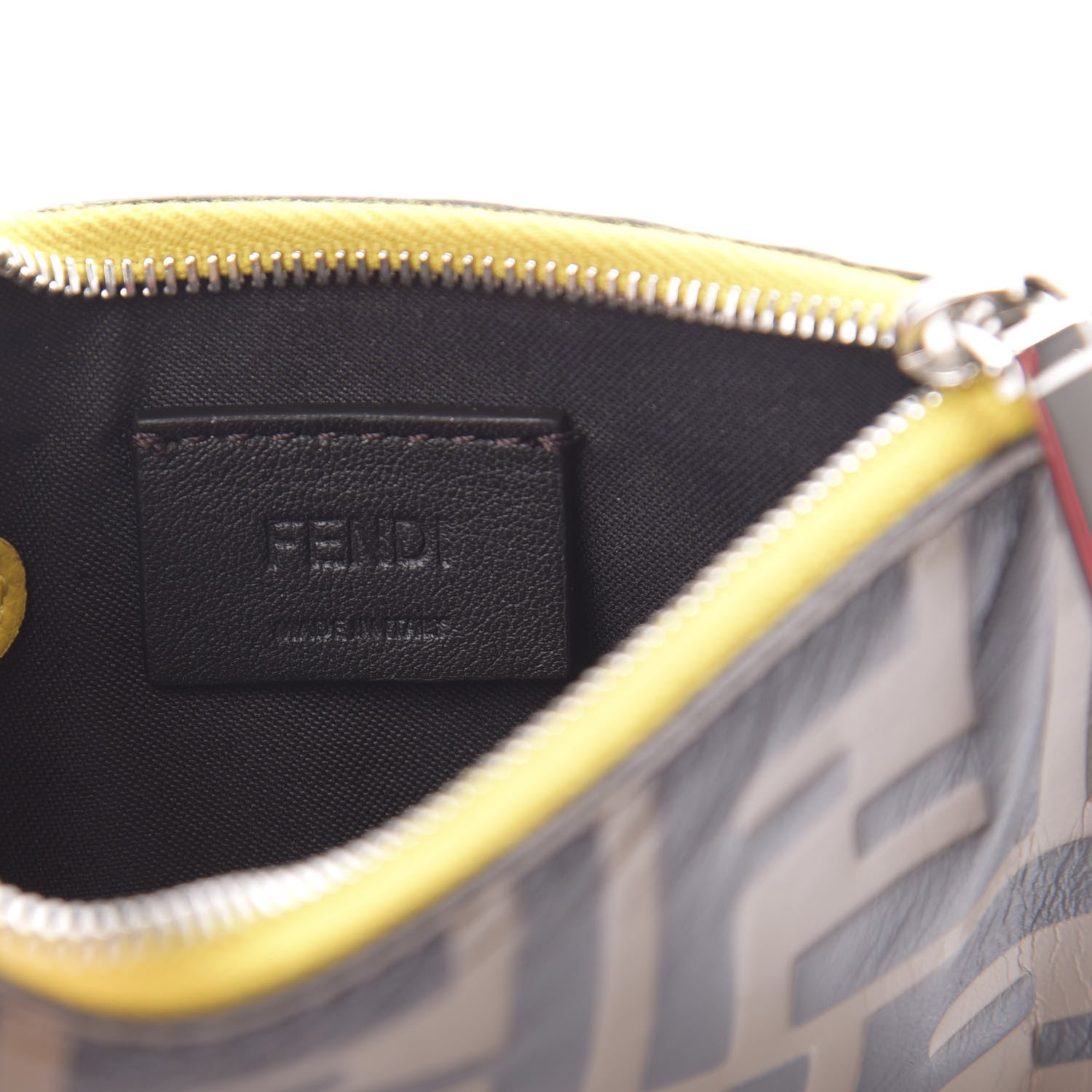 Fendi Vitello Cruise F is Fendi Bi-Color FF 1974 Embossed Key Case Pouch Maya Black Sunflower 6 of 8