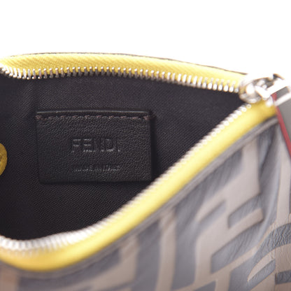 Fendi Vitello Cruise F is Fendi Bi-Color FF 1974 Embossed Key Case Pouch Maya Black Sunflower 6 of 8