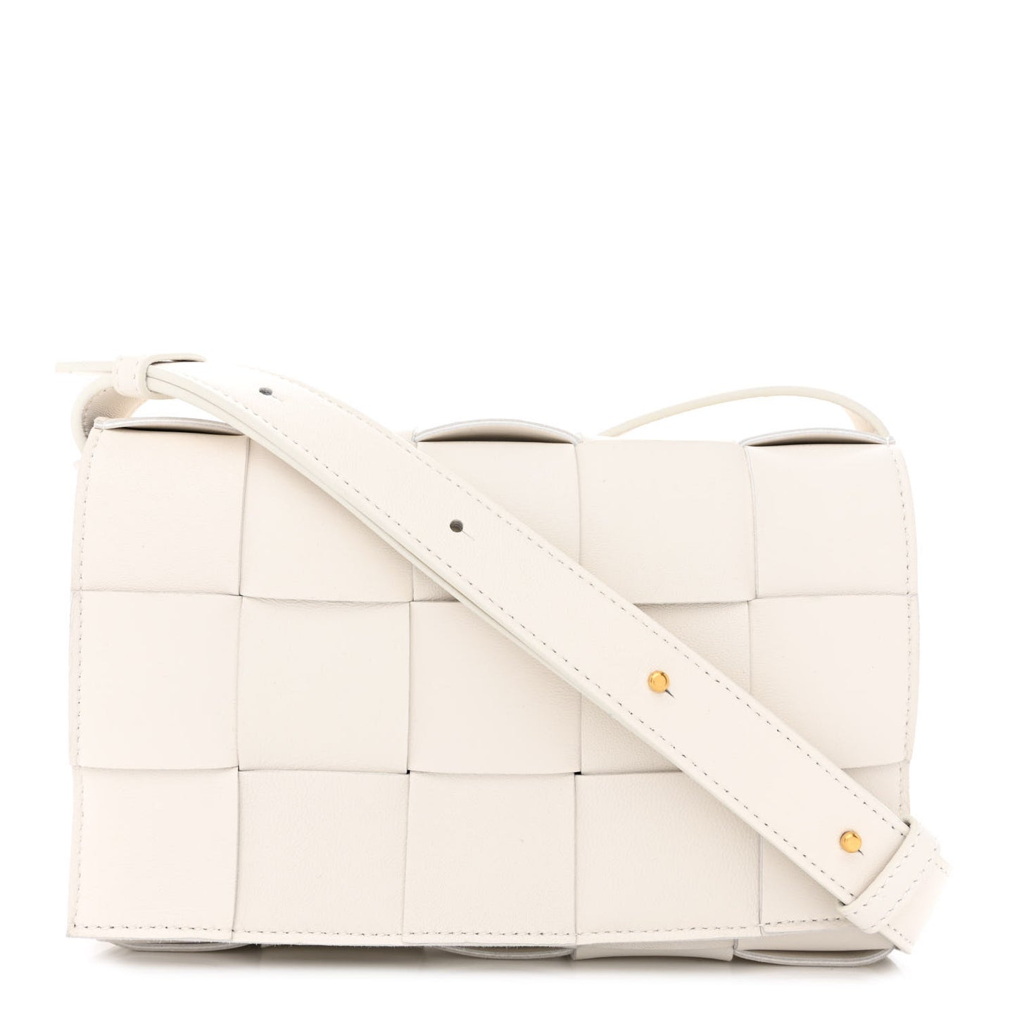 Lambskin Maxi Intrecciato Cassette Crossbody Bag White