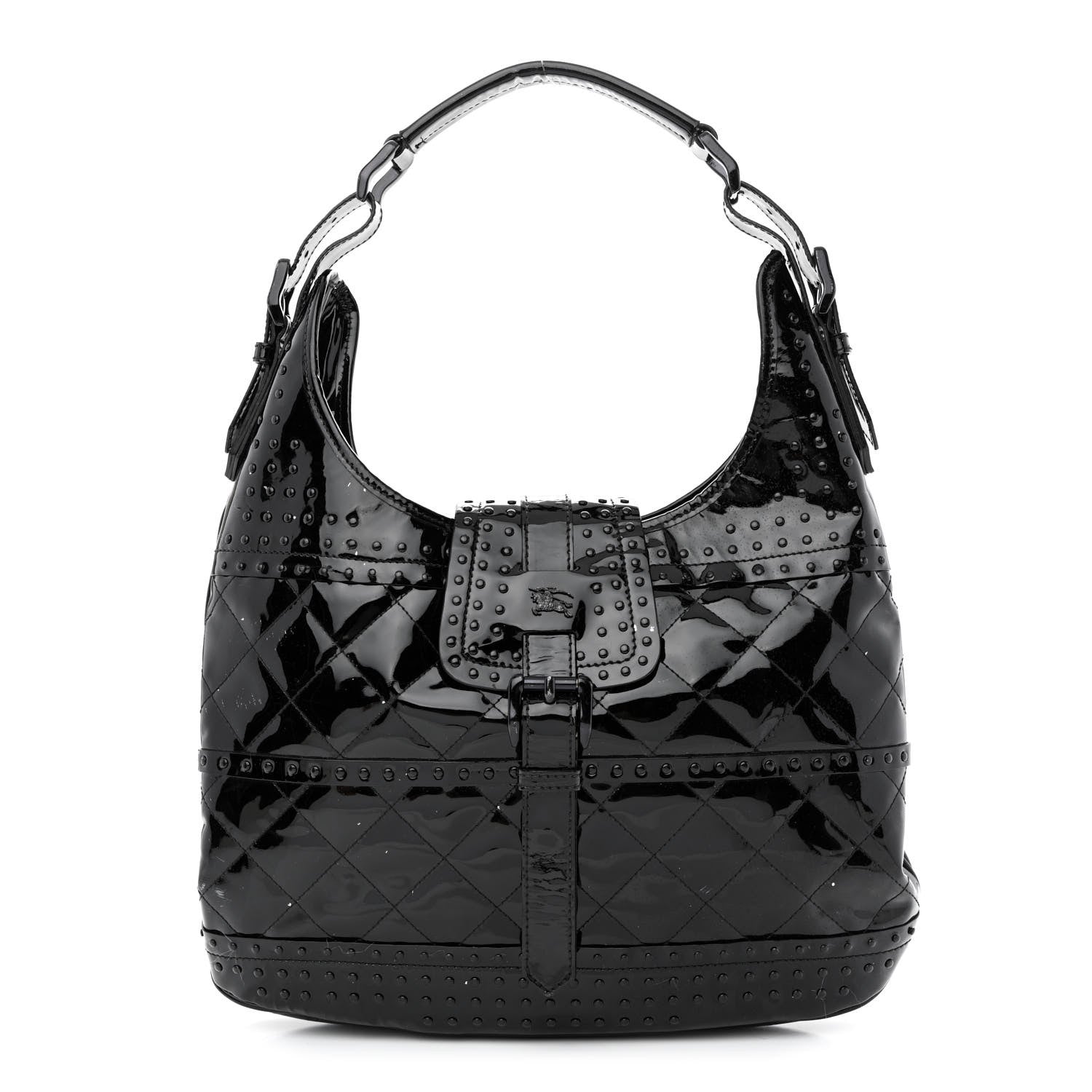 Burberry Patent Quilted Studded Brooke Hobo Black 1 of 20