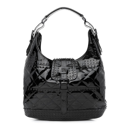 Burberry Patent Quilted Studded Brooke Hobo Black 1 of 20