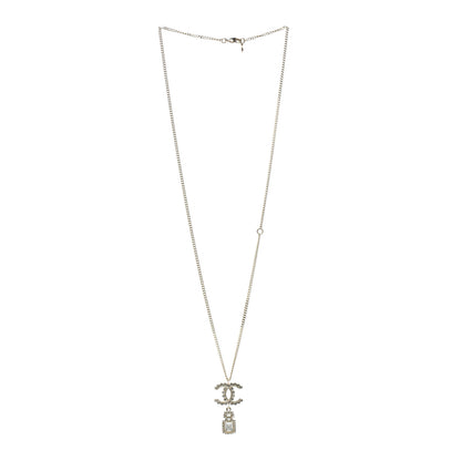 Chanel Crystal Pearl CC Perfume Bottle Necklace Pearly White Gold 3 of 4