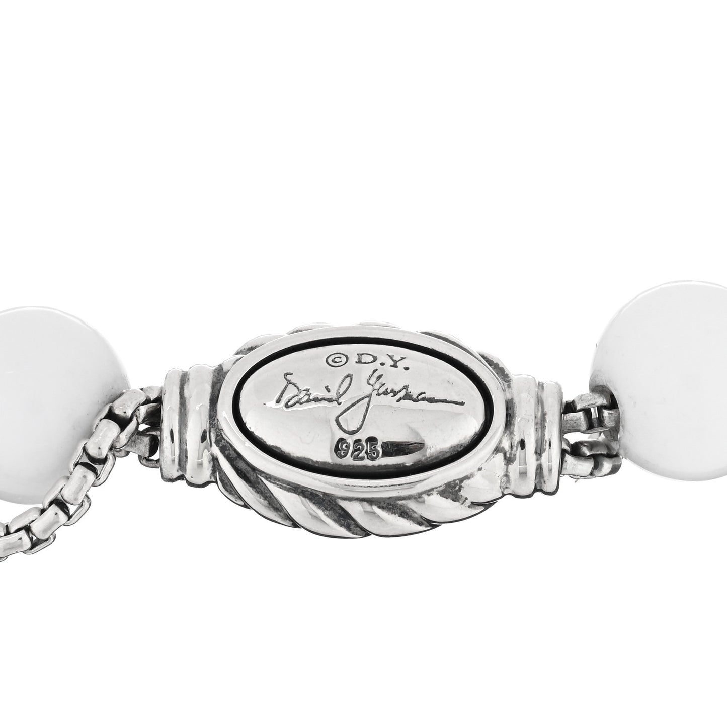 Sterling Silver White Agate 8mm Spiritual Beads Adjustable Bracelet