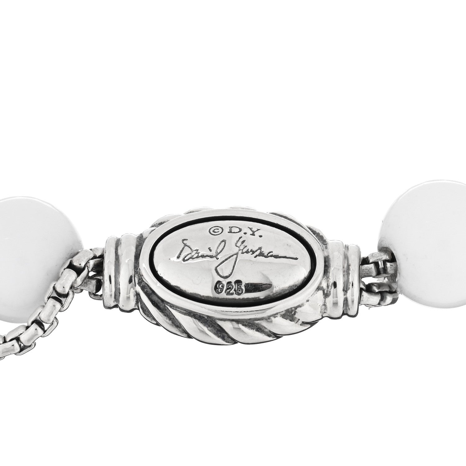 David Yurman Sterling Silver White Agate 8mm Spiritual Beads Adjustable Bracelet 3 of 3