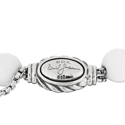 David Yurman Sterling Silver White Agate 8mm Spiritual Beads Adjustable Bracelet 3 of 3