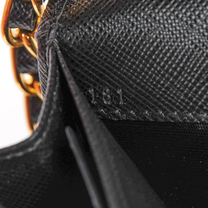 Prada Saffiano Metal Oro Chain Wallet Nero Black 8 of 8