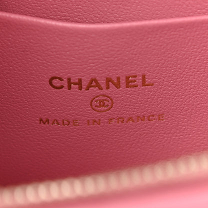 Chanel Lambskin Quilted Small Top Handle Vanity Case With Chain Dark Pink 7 of 12