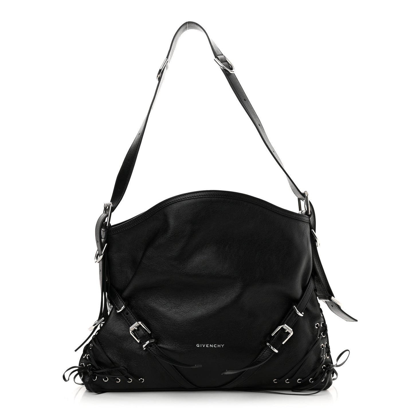 Tumbled Calfskin Corset Medium Voyou Bag Black